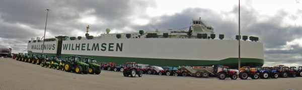 Falstaff with its cargo of tractors in the foreground