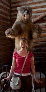 Sarah with a Stuffed Grizzly
