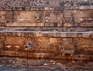 Carvings on Temple of Quetzacoatl