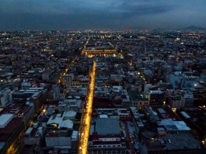 Towards the Zocalo at night