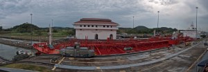 Ship going through Miraflor Locks