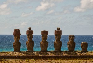 Moais on the beach