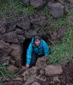 Sarah comning out of Ventana cave
