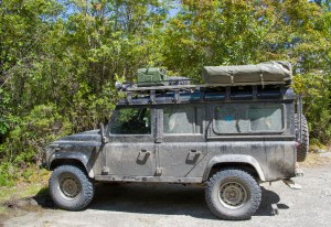 German land rover with roof tent