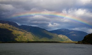 Rainbow over Mitchell Fjord