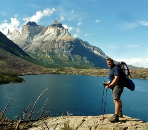 Mark in front of Cuernos Mountains
