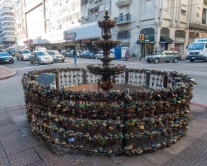 Fountain with locks